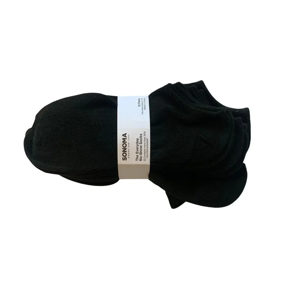 NWT Sonoma The Everyday No Show Socks Womens Sz 5-10 Black Socks Ankle Scoop